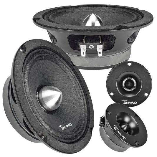 1600w PACKAGE 2x 6.5" Bullet Midrange + 2x Black Tweeters