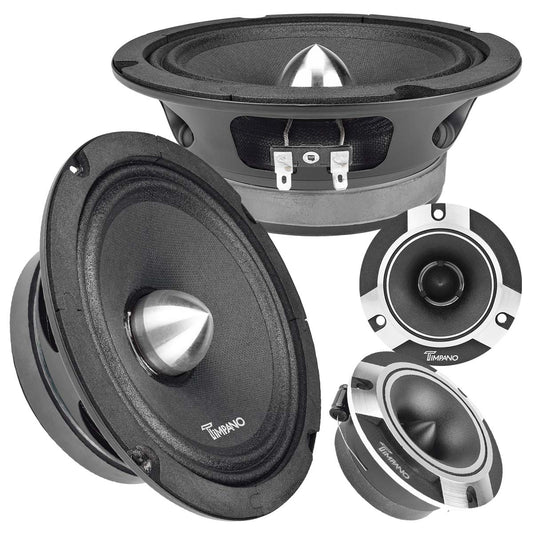 1600w PACKAGE 2x 6.5" Bullet Midrange + 2x Chrome Tweeters